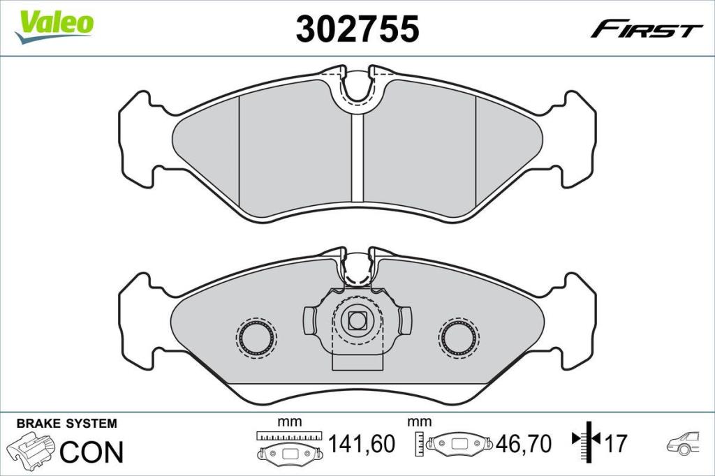 Jogo de 4 pastilhas de travão VALEO ref. 302755